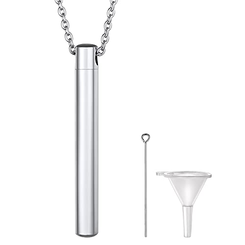 Richsteel Urn Necklaces for Ashes for Women Men Cremation Pendant | Necklace for Ashes Dog/Cross Stainless Steel Memorial Jewelry - color: 08-Steel Bar