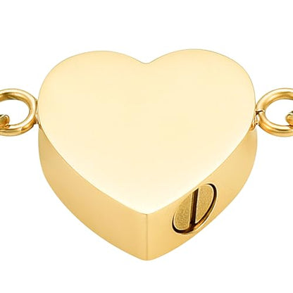 Oinsi Heart Urn Bracelet for Ashes, Cremation Jewelry Leather Bracelets for Men Women, Memorial Jewelry With Filling Kits - color: Gold