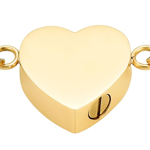 Oinsi Heart Urn Bracelet for Ashes, Cremation Jewelry Leather Bracelets for Men Women, Memorial Jewelry With Filling Kits - color: Gold