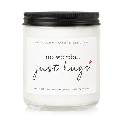 LUMELOOM Sympathy Gifts for Loss of Loved One- 9oz Lavender Scented Candle | Memorial Gifts, No Words Just Hugs, Bereavement, Grief, Think of You, Miscarriage, Get Well Candle for Women, Soy Wax