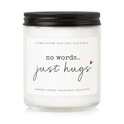 LUMELOOM Sympathy Gifts for Loss of Loved One- 9oz Lavender Scented Candle | Memorial Gifts, No Words Just Hugs, Bereavement, Grief, Think of You, Miscarriage, Get Well Candle for Women, Soy Wax