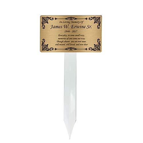 Personalized Memorial Plaque Stake, Grave Marker (Gold/Black) - color: Gold/Black