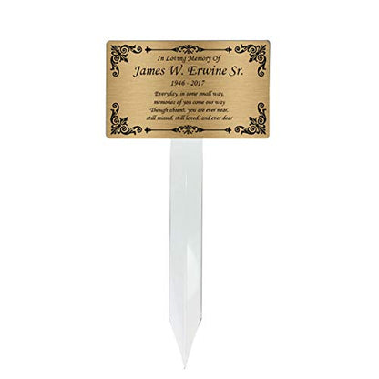 Personalized Memorial Plaque Stake, Grave Marker (Gold/Black) - color: Gold/Black