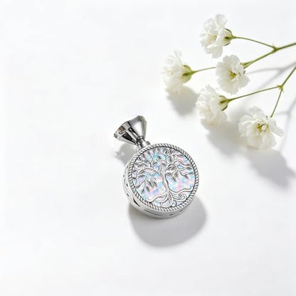 Urn Necklace for Ashes Blue opal Cremation Necklace Keepsake Memory Jewelry for Ashes of Loved Ones Keepsake - style: white opal urn