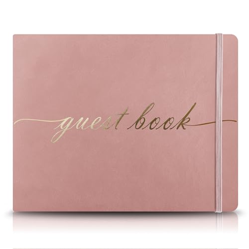 Elegant Wedding Guest Book - Perfect for Wedding Receptions, Baby Showers, Birthdays and Special Events - 7" x 9" Sign in Book - 120 Lined Pages - Leather Hardcover - Pink - color: Pink