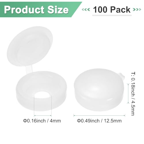 M METERXITY 100-Pack Plastic Hinged Screw Cover Caps, 4mm Shutter Screws with Caps, Fold Snap Washer Covers, Washer Flip Protection Covering M3 M4 M5 Screws Heads [White] - color: White, size: 4mm