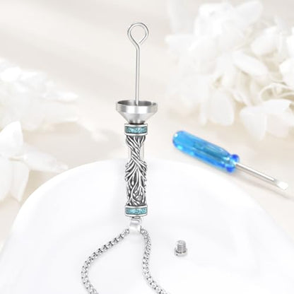 Urn Necklaces for Ashes Sterling Silver Cylinder Memorial Pendant for Loved Ones Keepsake Cremation Jewelry Gifts for Women Men - style: Tree of Life
