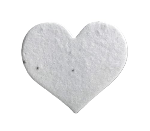 Of The Earth Handmade Paper - Small Heart Shape Seed Embedded Cotton Tags - 1.75" X 1.5" - Set of 50 (10s White Seed) - color: 10s White Seed