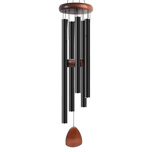 Bursvik 42" Aluminum Wind Chimes for Outside (Black), 5 Heavy Duty Tubes - color: Black, size: Classic 42" Deep Tone(5 Tubes)