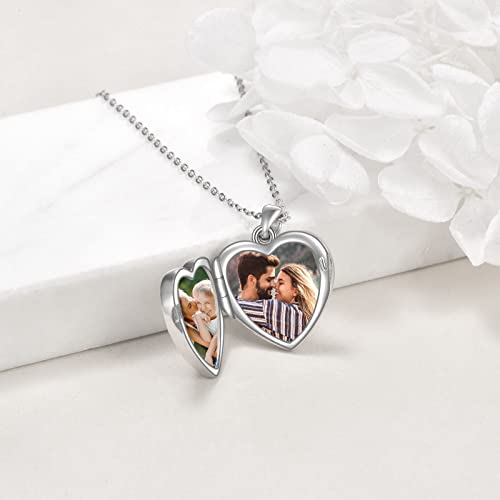 Lotus Locket Necklace Sterling Silver Lotus Flower Locket Necklace That Holds Pictures Yoga Locket Pendant Mother's Day Gifts for Women Wife Mom - style: Pet Paw Locket
