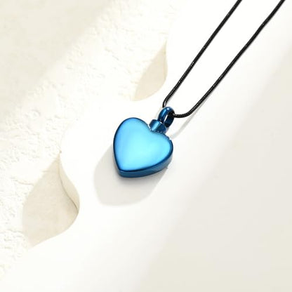 Heart Paw Print Urn Necklace for Ashes for Pet Stainless Steel Pendant - color: Bule