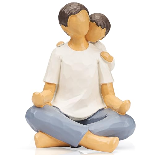 Father and Son Figurines Statues, Birthday Gift for Dad from Son, Dad Gifts for Fathers Day, Christmas, Birthday, Boy & Dads Sculptures, Father Memorial Gift for Loss of Child - color: Father and Son Figurines