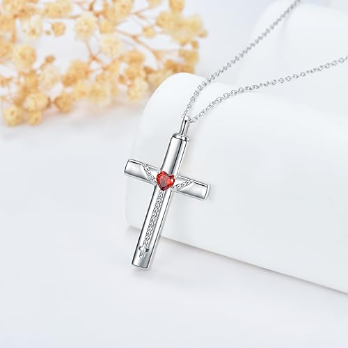 PROESS Cross Necklace for Women Men Sterling Silver Rose/Sunflower Cross Pendant Religious Jewelry Christmas Birthday Mothers' Day Gifts - color: 11-Cross Urn