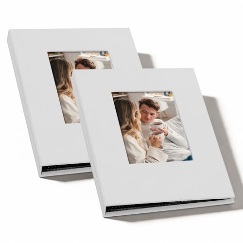 Small 4x6 Photo Album 24 Pockets Linen Cover White 2 Pack - color: White, size: 24 Pockets 2 Pack