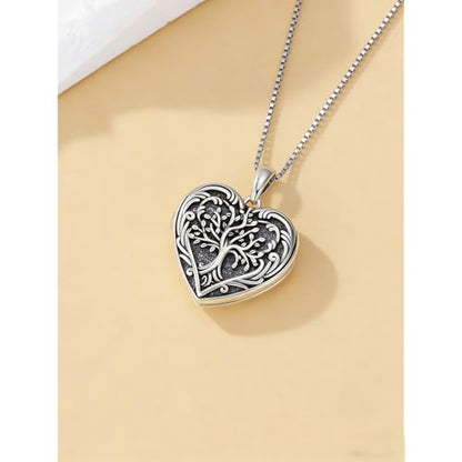 Poiuy Heart Locket Necklace for Women Photo Locket Necklace Gifts For Women | That Holds Pictures Locket Jewelry Anniversary Birthday Christmas Memento Gifts for Mom Daughter Women Girlfriend Sister - style: 04-tree of life