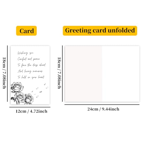 Rose Sympathy Card for Loss of Loved One, Blank Inside | 300 GSM rose sympathy card with a blank inside and red envelope, designed to offer comfort after the loss of a loved one - color: Luxury