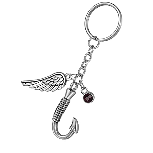 Cremation Jewelry Fishhook Memorial Keepsake Ashes Keychain Holder Urn Pendant with Fill Kit Customized - color: Silver-black -Customized