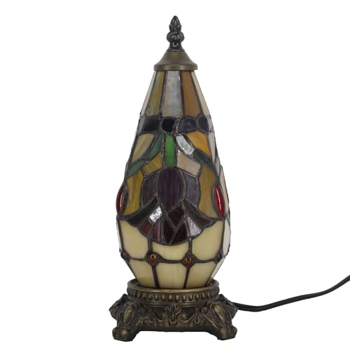 Small Tiffany Stained Glass Table Lamp 5.5X11 Inch (Red Tulip Flower) - color: Red Tulip Flower