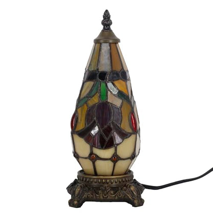 Small Tiffany Stained Glass Table Lamp 5.5X11 Inch (Red Tulip Flower) - color: Red Tulip Flower
