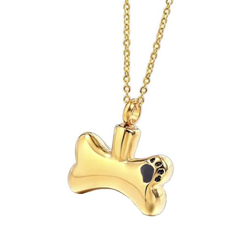 Stainless Steel Dog Bone Cremation Urn Pendant Necklace,Animal Pet Memorial Keepsake Ash Urn Jewelry Necklace Gift with Filling Kit