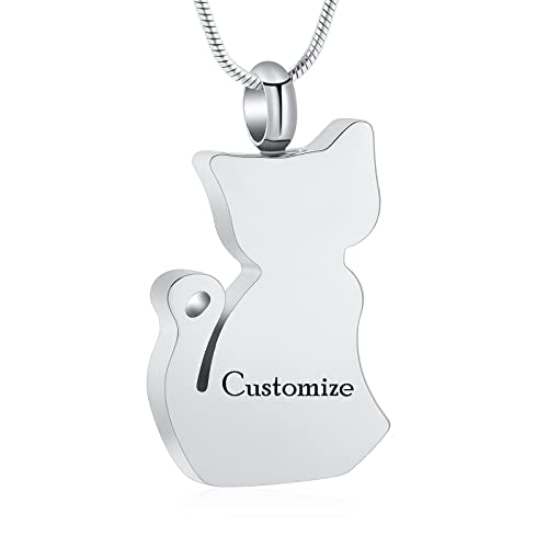 zeqingjw Cat Cremation Jewelry Urn Necklace for Ashes for Pet Loss,Funeral Ashes Keepsake Pendant Memorial Jewellery for Women Men - color: Customize