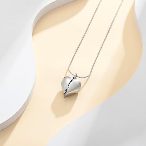 Cremation Jewelry Heart Urn Necklace for Human Ashes for Women Men A Piece of My Heart Lives in Heaven Memorial Ashes Keepsake Pendant - color: Silver-Son