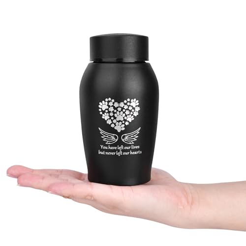 Cremation Urns for Pet Ashes Angel Wings Urn for Funeral Urn for Ashes | Burial or Home Memorial Funeral Burial Decorative Urn for Ashes for Dog Pet - color: Black, size: Small