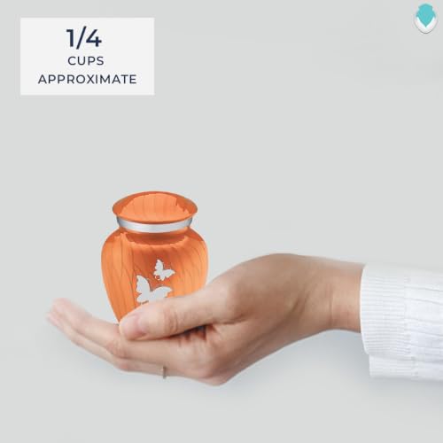 Keepsake Embrace Custom Engraved Butterflies Cremation Urn (Pearl Orange) - color: Pearl Orange