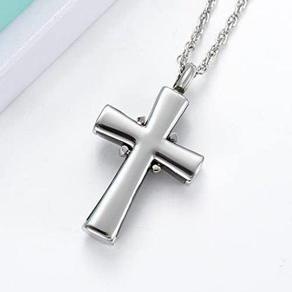 shajwo Cremation Jewelry Cross Urn Necklaces for Ashes for Women Men Urn Pendant Memorial Keepsake Ash Holder - color: 5-Black-Crystals
