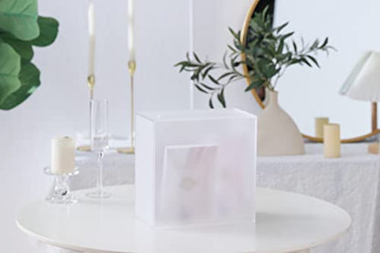 UNIQOOO Frosted Acrylic Wedding Card Box with Slot, Thick DIY Large 10x10x5.5 inch w/No Print, Wedding Receptions Wishing Well Money Box, Birthday, Memory Box, Suggestion Boxes, Acrylic Ballot Box - color: Frosted w/ No Print