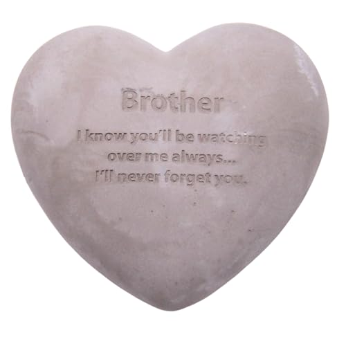 Wowser Heart Shaped Brother Memorial Stone, Sympathy Gift, Remembrance Garden Accent, 6 Inches