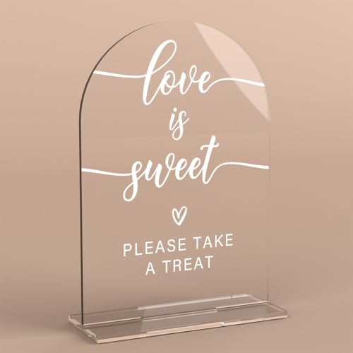 Acrylic Wedding Sign Love is Sweet Sign for Wedding Wedding Signs for Ceremony Modern Calligraphy Arch Acrylic Table Top Sign for Wedding Reception and Event Party Table - color: Love is Sweet
