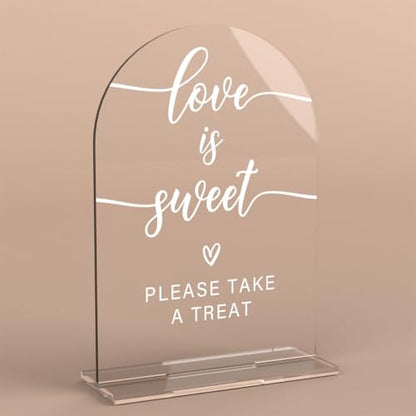 Acrylic Wedding Sign Love is Sweet Sign for Wedding Wedding Signs for Ceremony Modern Calligraphy Arch Acrylic Table Top Sign for Wedding Reception and Event Party Table - color: Love is Sweet