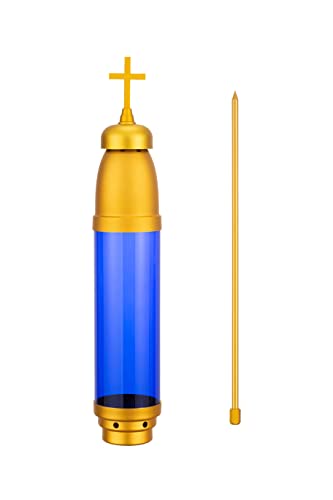 Cemetery Light Candle Holder, Memorial Candle, Grave Vigil Light Holder,Anodized Aluminum Eternal Light Dome Memorial Light Grav Lamp, Gold Blue