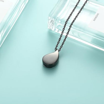 Tree of Life Teardrop Urn Necklace for Ashes Teardrop Crystal Cremation Jewelry Celtic knot Ashes Pendant Stainless Steel Keepsake Memorial Jewelry for Women Men - color: Black