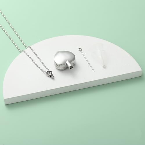 Yinplsmemory Pet Urn Necklace Pendant Jewelry for Dog Cat Memorial Crystal Heart Cremation Jewelry with Paw Print Ashes Keepsake Funeral Jewelry - color: Silver-blue