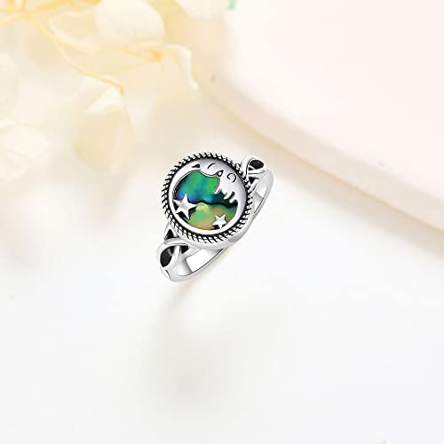 YAFEINI Moon and Star Urn Ring for Ashes Sterling Silver Abalone Shell Memorial Keepsake Rings Cremation Jewelry for Women - style: Abalone Shell