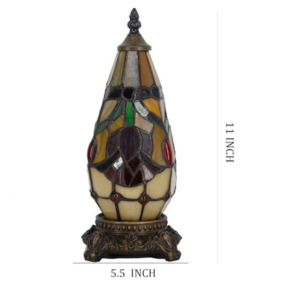 Small Tiffany Stained Glass Table Lamp 5.5X11 Inch (Red Tulip Flower) - color: Red Tulip Flower