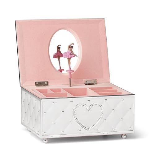 Lenox Childhood Memories Black Ballerina Jewelry Box, Silver/Pink | silverplate over stamped steel | wind-up musical design | keepsake jewelry organizer gift | 4.25 inch - style: African American Ballerina