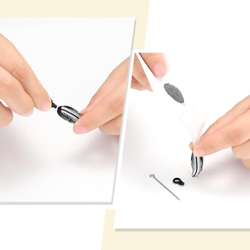 Oinsi Stainless Steel Feather Urn Necklace Hold Cremation Ashes Keepsake Memorial Jewelry +Box+Fill Kits - color: Black