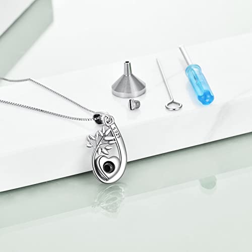 Heart/Cross/Infinity Moonstone Urn Necklace for ashes for Women Sterling Silver Dainty Cremation Jewelry Trendy Ashes Keepsake Memorial Gift for Mother/Grandma/Sister/Husband - style: Tree of life