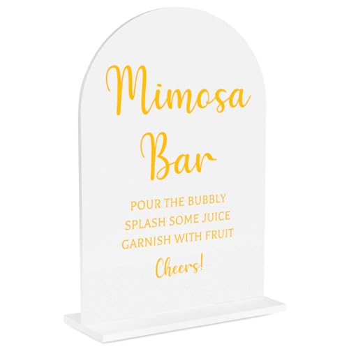 Wedding Sign Decor, Arch Acrylic Mimosa Bar Sign, Wedding Sign for Reception & Event Party,Bridal Shower Decorations, Wedding Table Sign Accessories for Anniversary And Event 5x7 Inch - color: GoldMimosa