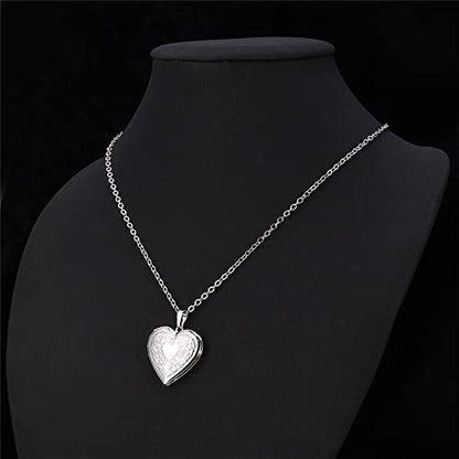 2 Pcs Locket Necklace that Holds Pictures Stainless Steel Locket Pendant Necklace Memory Photo Pendant Necklace for Women Girls - color: Heart style 1