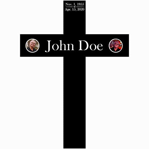 Roadside Memorial Cross for Loved Ones with Photo - Personalized Sympathy Cross - Silver - 8in x 10in - style: Cross 8