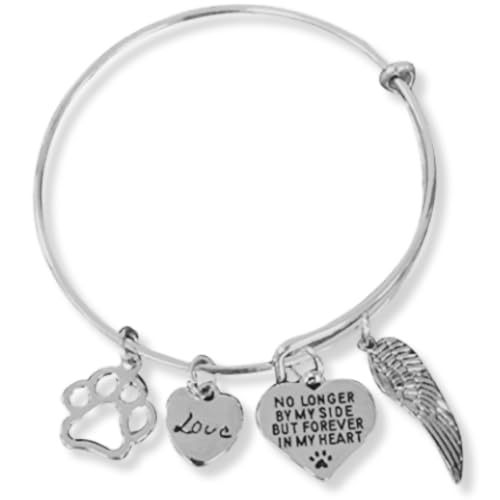 Infinity Collection Pet Memorial Bracelet - Forever in My Heart Paw Print Pet Loss Sympathy Gift, Pet Remembrance Jewelry, Adjustable Bangle Bracelet -Gift for Dog & Cat Lovers