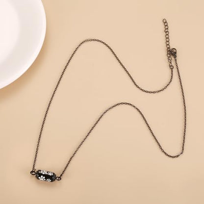 Pet Cremation Jewelry Stainless Steel Paw Print Tube Urn Necklace For Cat Dog Ashes Necklace For Women Keepsake With Filling Kits - color: Black Necklace