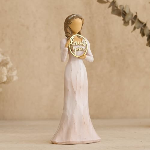 NAN ZAI NAN FANG Love You Gifts for Women Friends Coworkers | Thank You Mom Volunteer Pastor Teacher Appreciation Gifts 6.7" Resin Sculpted Hand-Painted Figurines Home Decor - style: Love You