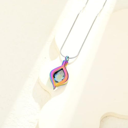 The Eye of My Heart Paw Print Urn Necklace for Ashes | stainless steel cremation jewelry, holds pet human ashes, paw print memorial urn pendant, leak-proof sealed design, unisex - color: Customize