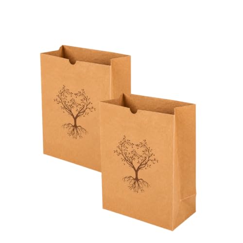 Cremation Ashes Burial Bags for Human Ashes. Pack of 2. Recycled Paper Memorial Bags with Tree of Life Design. Adult Size. Suitable for Ground Burial