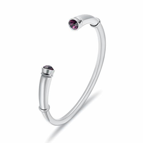 Cremation Urn Bracelet for Women Shiny Birthstone in December Pretty Urn Keepsake Memorial Ash Holder Bracelet - color: Purple